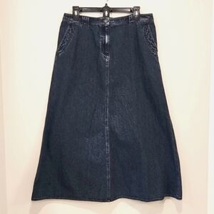 Vintage Lauren Jeans Co. Ralph Lauren Blue Denim Maxi Skirt Modest size 12